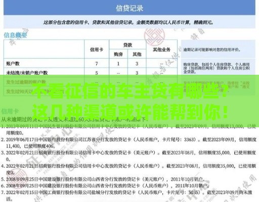 不看征信的车主贷有哪些？这几种渠道或许能帮到你！