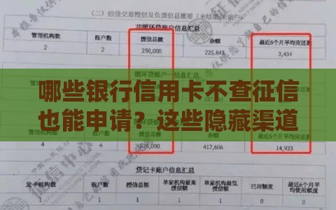 哪些银行信用卡不查征信也能申请？这些隐藏渠道别错过