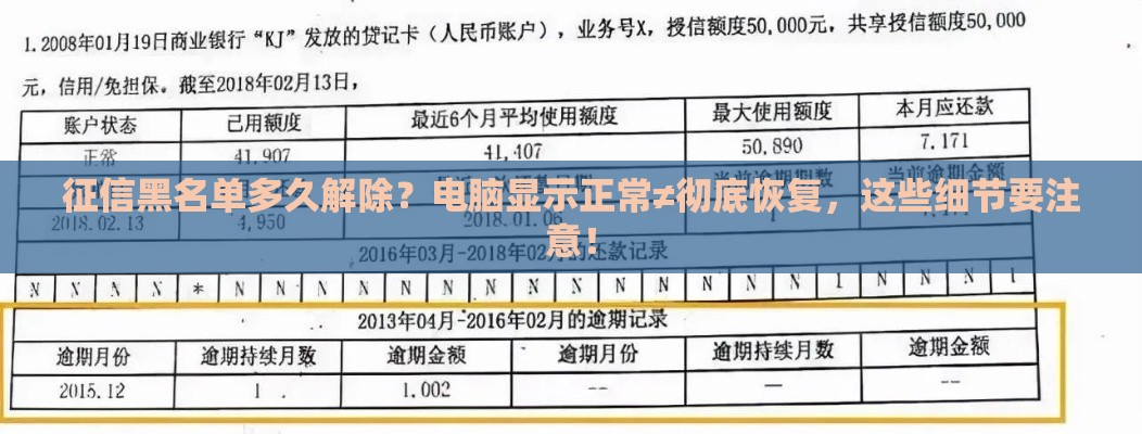 征信黑名单多久解除？电脑显示正常≠彻底恢复，这些细节要注意！