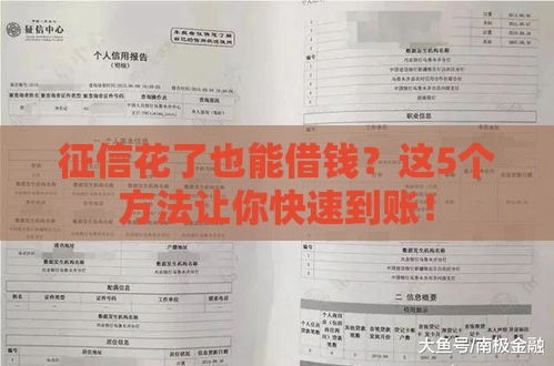 征信花了也能借钱？这5个方法让你快速到账！