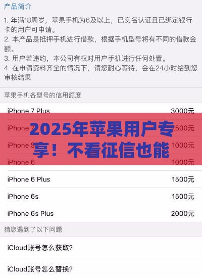 2025年苹果用户专享！不看征信也能下款的平台推荐