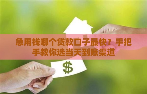 急用钱哪个贷款口子最快？手把手教你选当天到账渠道