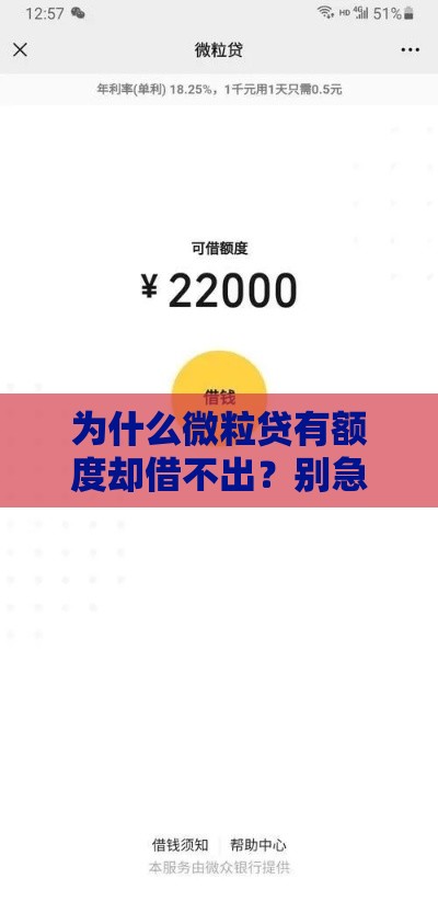为什么微粒贷有额度却借不出？别急，4招教你破解！