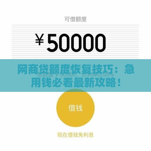 网商贷额度恢复技巧：急用钱必看最新攻略！