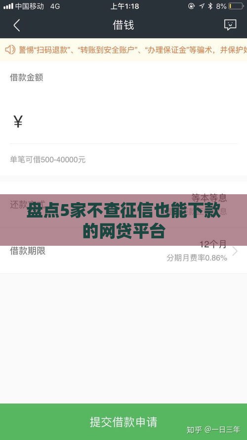 盘点5家不查征信也能下款的网贷平台