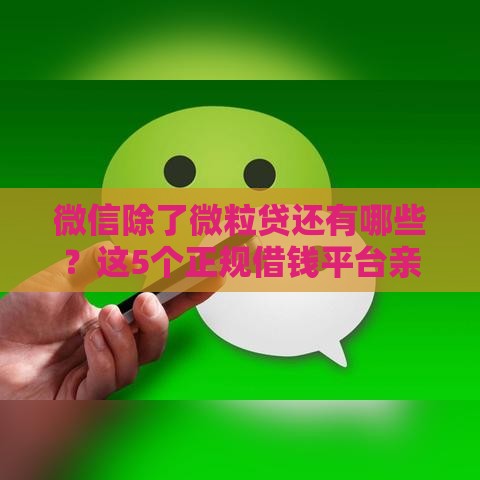 微信除了微粒贷还有哪些？这5个正规借钱平台亲测好用