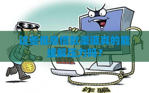 这些低息借款渠道真的能缓解压力吗？
