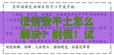 征信登不上怎么解决？别慌！试试这几个实用方法
