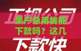 黑户急用钱能下款吗？这几个口子或许能帮你！