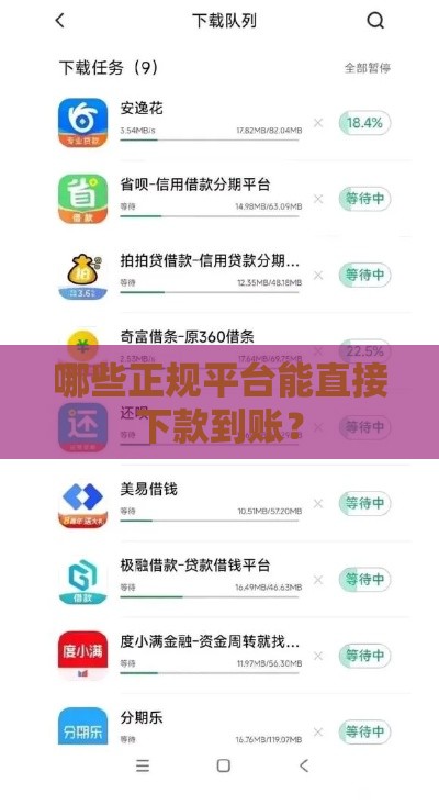 哪些正规平台能直接下款到账？