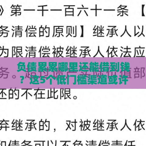 负债累累哪里还能借到钱？这5个低门槛渠道或许能救急！