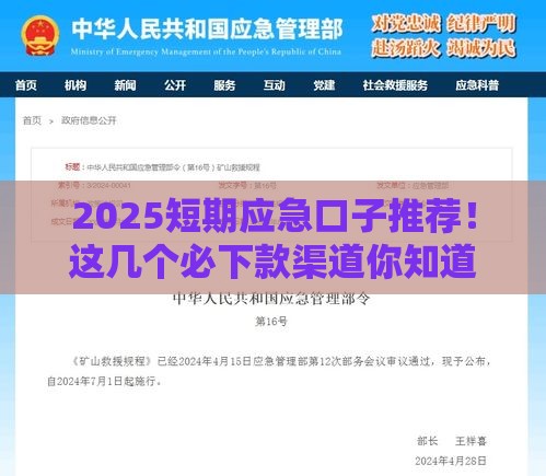 2025短期应急口子推荐！这几个必下款渠道你知道吗？