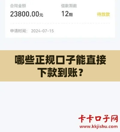 哪些正规口子能直接下款到账？