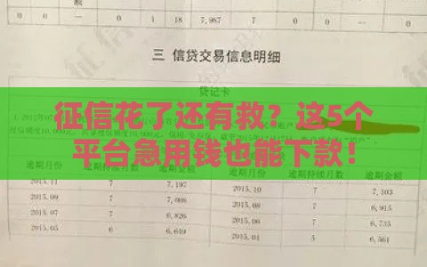 征信花了还有救？这5个平台急用钱也能下款！