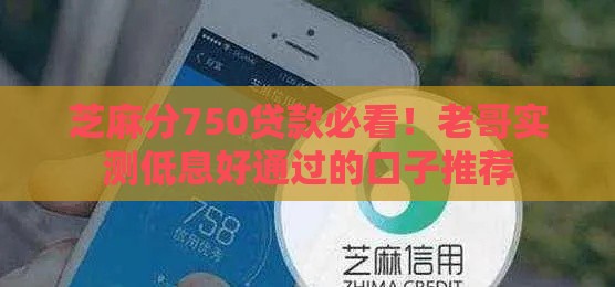 芝麻分750贷款必看！老哥实测低息好通过的口子推荐