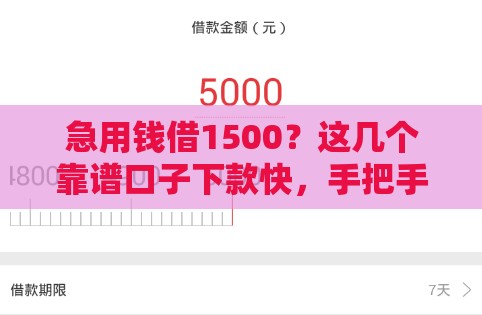 急用钱借1500？这几个靠谱口子下款快，手把手教你选！