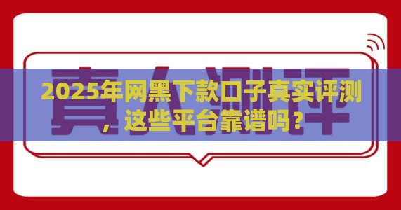 2025年网黑下款口子真实评测，这些平台靠谱吗？