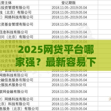 2025网贷平台哪家强？最新容易下款排行榜，速看贷款攻略！