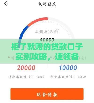 拒了就赔的贷款口子实测攻略，速领备用金