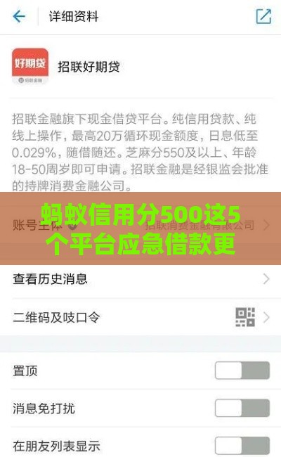 蚂蚁信用分500这5个平台应急借款更靠谱