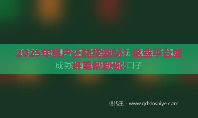 2025年黑户还能贷款吗？这些平台或许能帮到你！