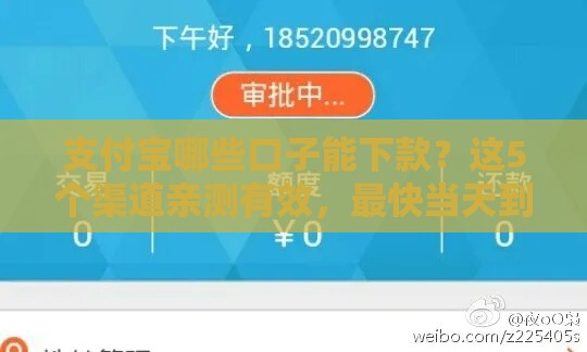 支付宝哪些口子能下款？这5个渠道亲测有效，最快当天到账！