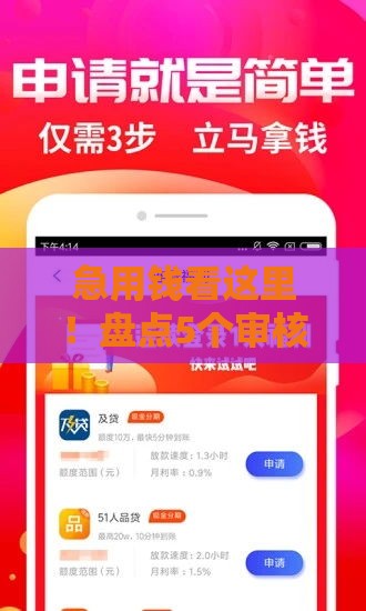 急用钱看这里！盘点5个审核快通过率高的正规贷款口子