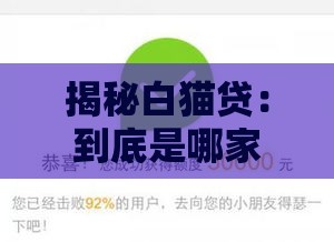 揭秘白猫贷：到底是哪家平台？贷款前必看这些细节！