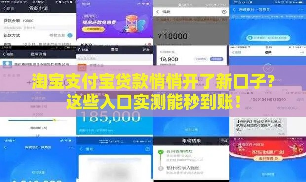 淘宝支付宝贷款悄悄开了新口子？这些入口实测能秒到账！