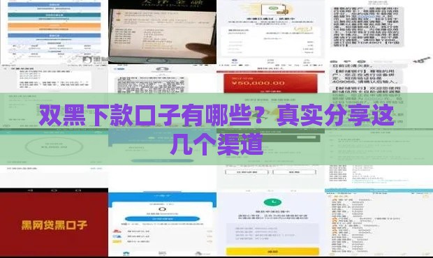 双黑下款口子有哪些？真实分享这几个渠道