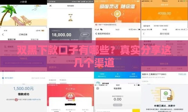 双黑下款口子有哪些？真实分享这几个渠道