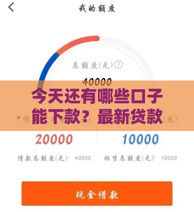 今天还有哪些口子能下款？最新贷款平台盘点，这几个渠道实测靠谱！