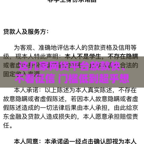 这几家网贷平台放款快、不看征信 门槛低到超乎想象