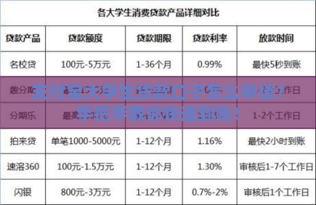 支付宝大学生贷款口子怎么申请？手把手教你快速到账！