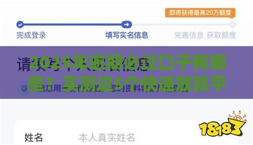 2025年逾期必过口子有哪些？实测这5个快速放款平台！