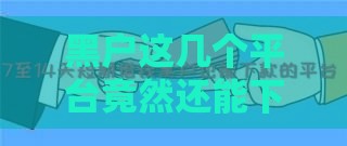 黑户这几个平台竟然还能下款？