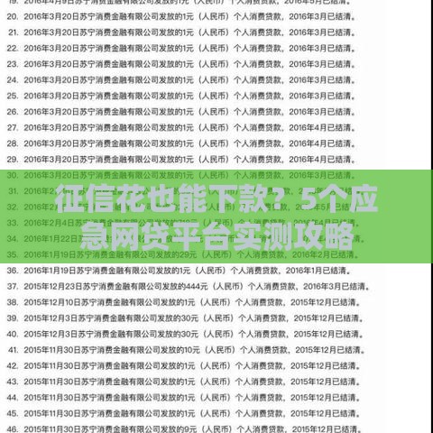 征信花也能下款？5个应急网贷平台实测攻略