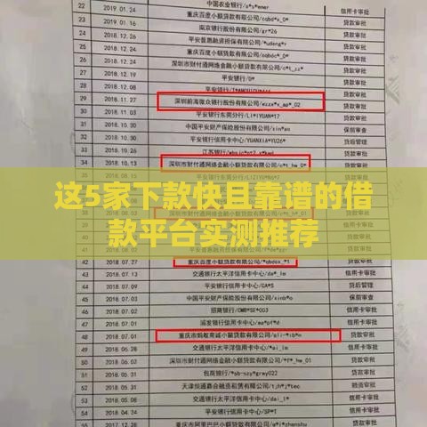 这5家下款快且靠谱的借款平台实测推荐