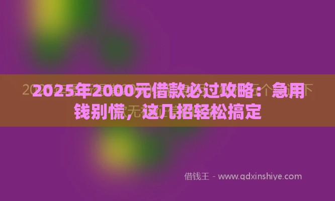 2025年2000元借款必过攻略：急用钱别慌，这几招轻松搞定