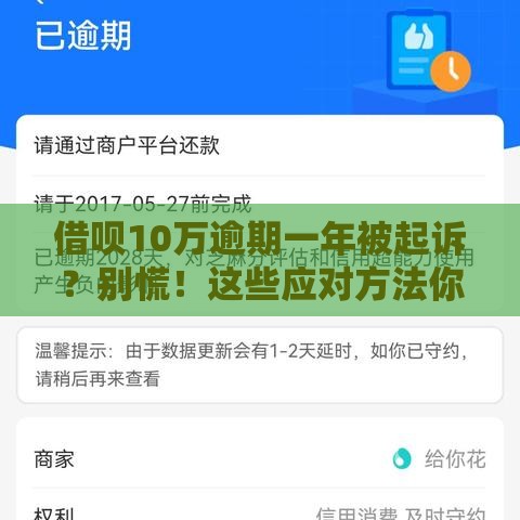 借呗10万逾期一年被起诉？别慌！这些应对方法你一定要知道