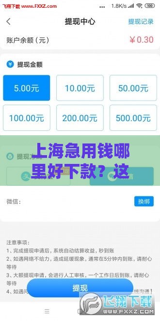 上海急用钱哪里好下款？这5个靠谱口子最快当天到账！
