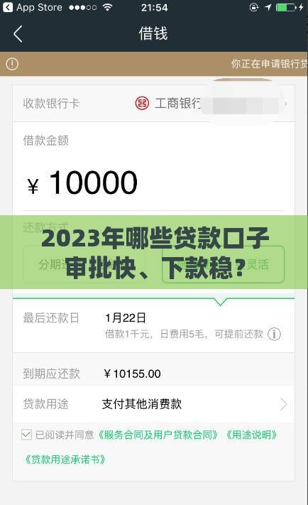 2023年哪些贷款口子审批快、下款稳？