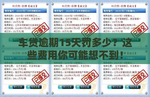车贷逾期15天罚多少？这些费用你可能想不到！
