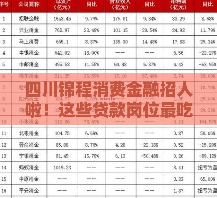 四川锦程消费金融招人啦！这些贷款岗位最吃香