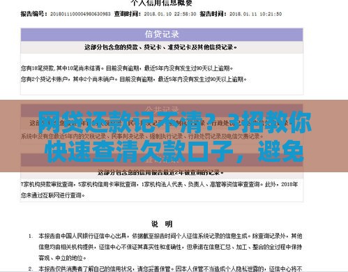 网贷还款记不清？3招教你快速查清欠款口子，避免逾期！