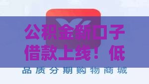 公积金新口子借款上线！低门槛秒批攻略 手慢可能错过