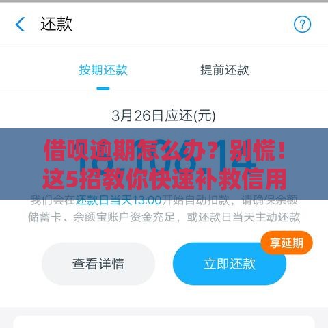 借呗逾期怎么办？别慌！这5招教你快速补救信用
