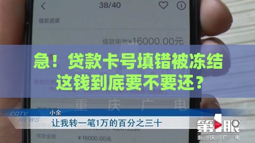 急！贷款卡号填错被冻结 这钱到底要不要还？