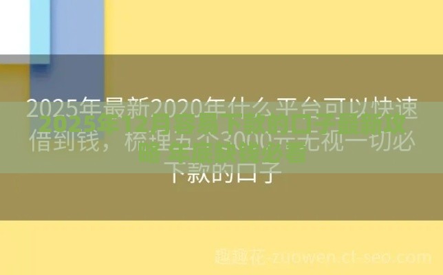 2025年12月容易下款的口子最新攻略 年底缺钱必看
