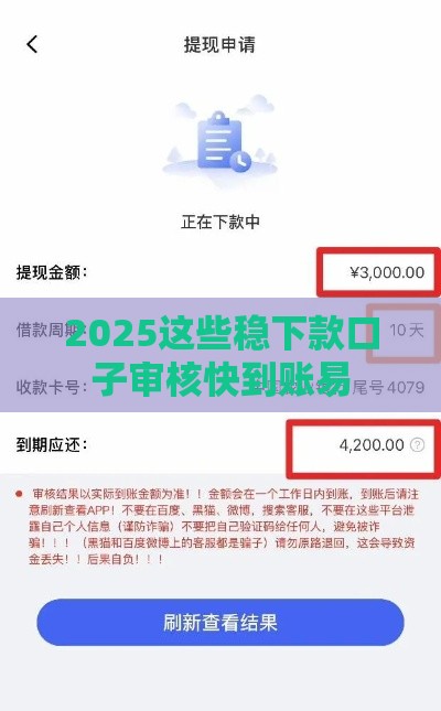 2025这些稳下款口子审核快到账易